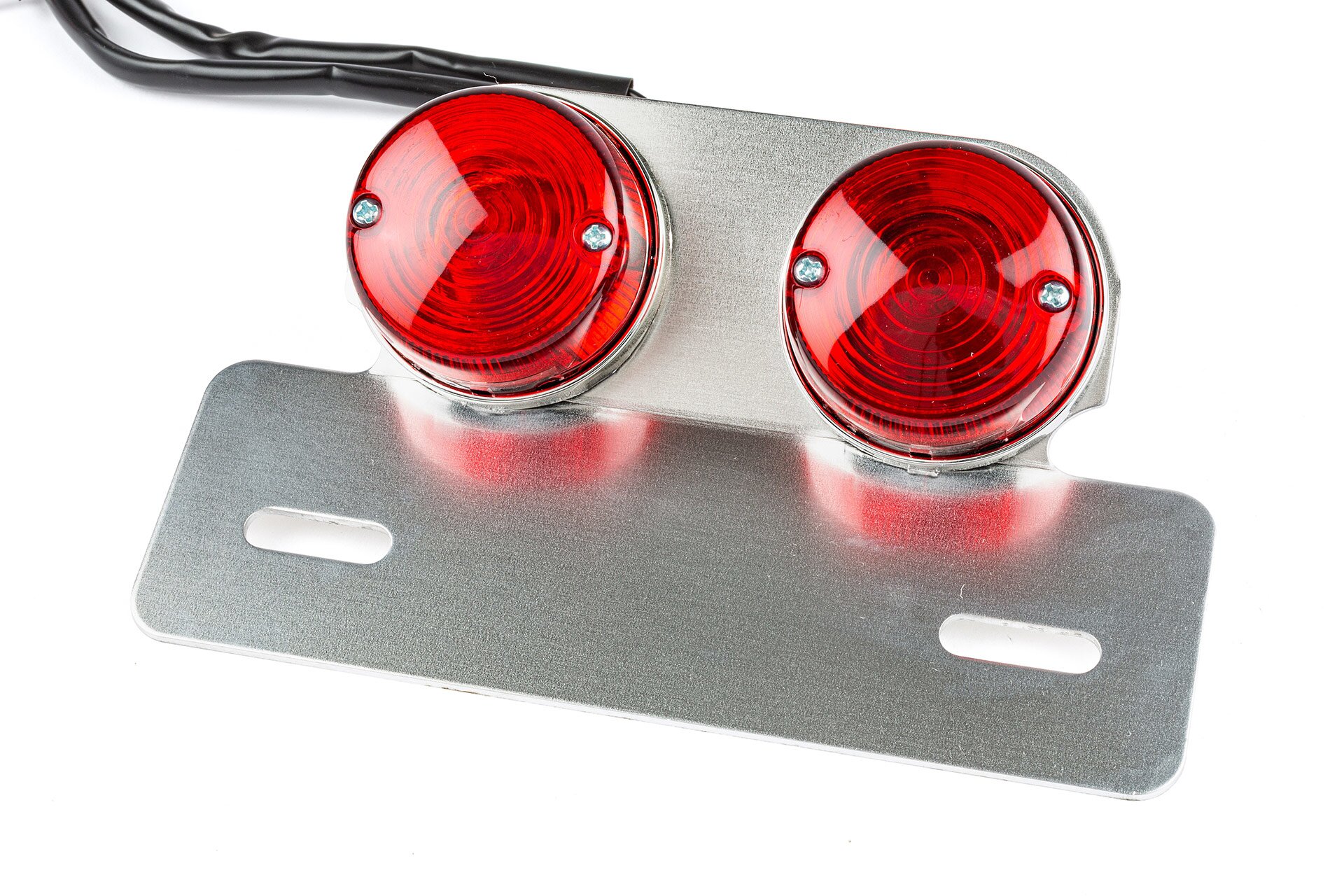 Image of Rücklicht rund rot mit Kennzeichen halter silber