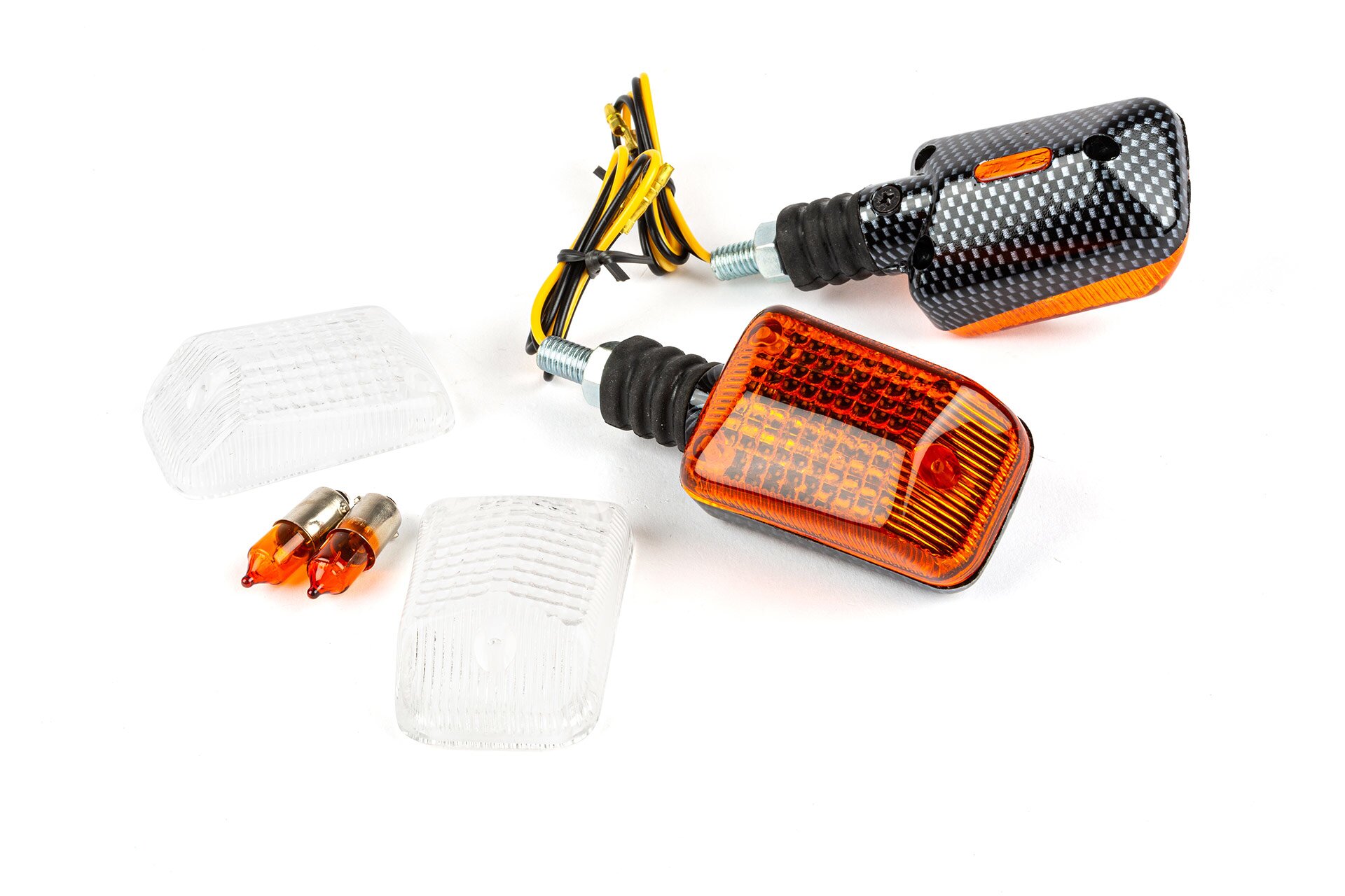 Image of Blinker Mini Rectangle carbon / orange + weiß