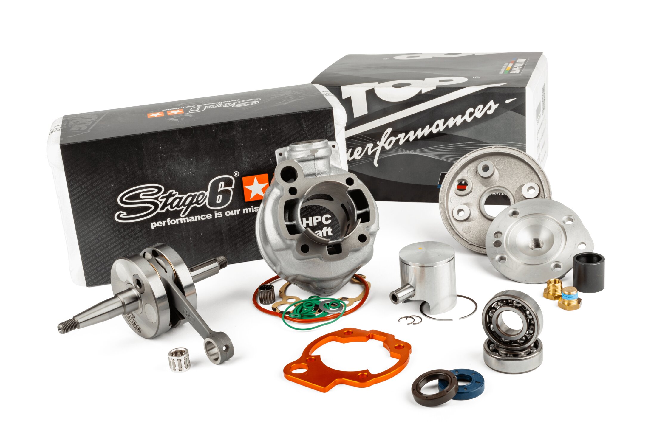 Image of Motorpack Top Performances 87ccm Grauguss Zylinder + Kurbelwelle 45mm Hub Minarelli AM6