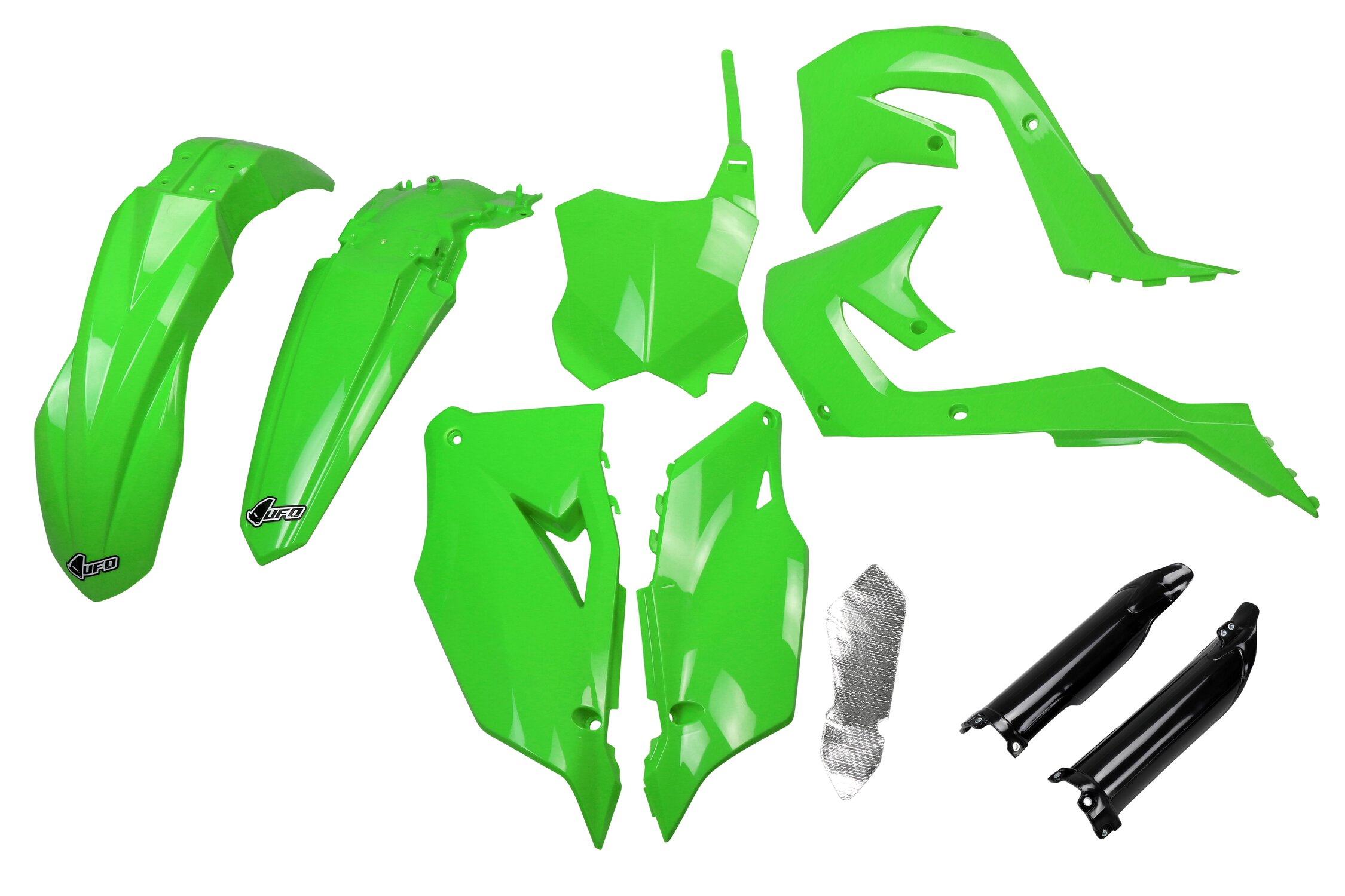 Image of Plastik Kit mit Gabelprotektoren Kawasaki KX 250 ab 2021 UFO grün