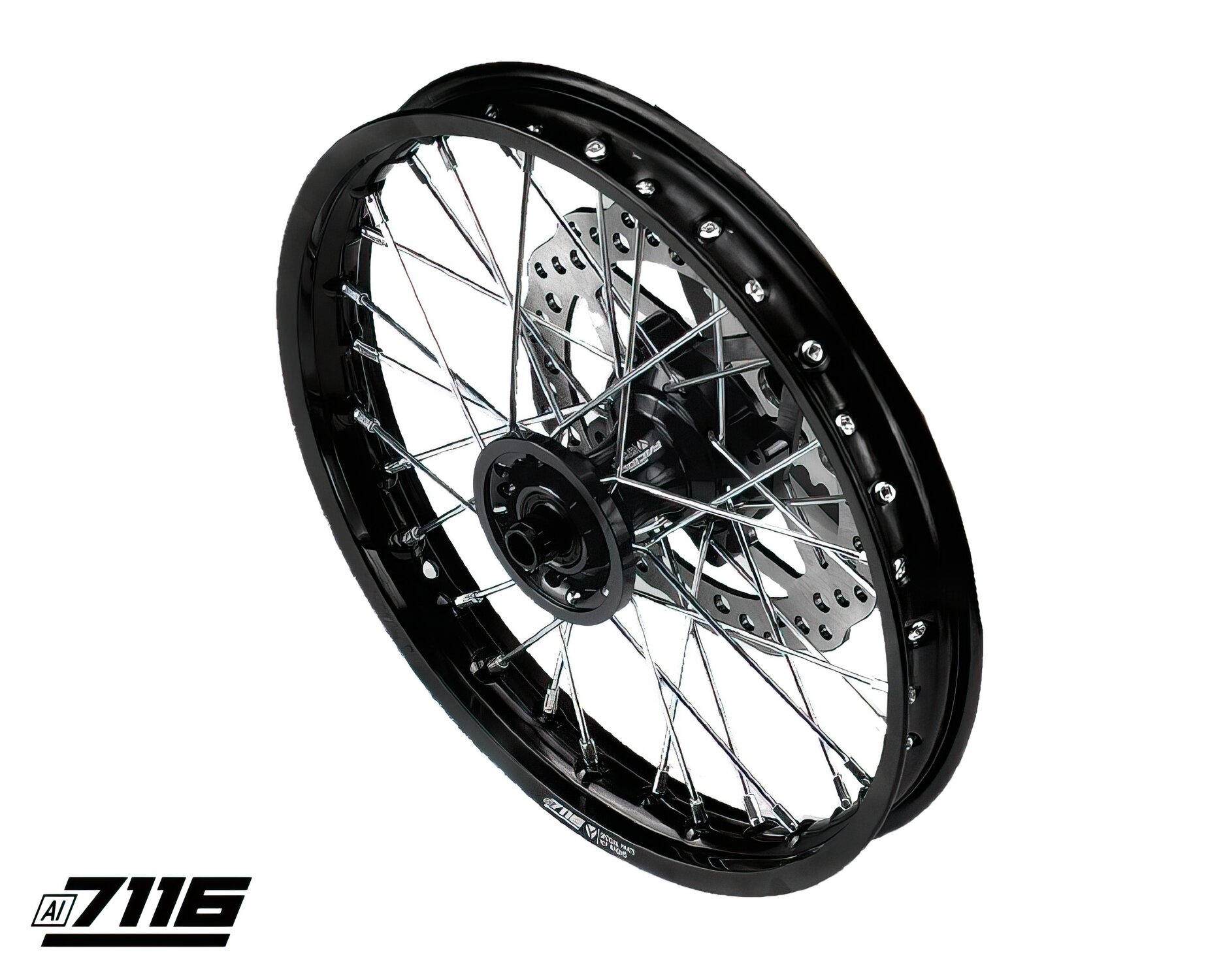 Image of Felge vorn Alu 12" CNC Nabe schwarz m. Bremsscheibe YCF Factory Pitbike