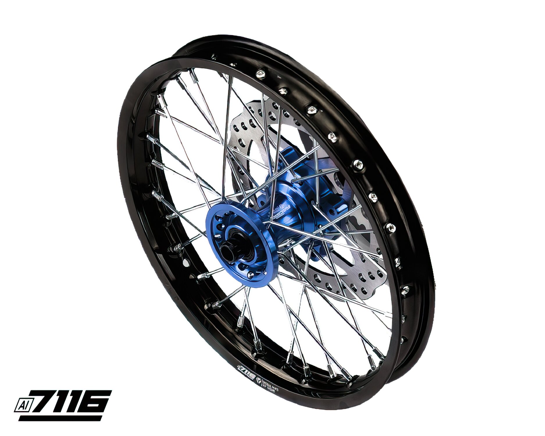 Image of Felge vorn Alu 12" CNC Nabe blau m. Bremsscheibe YCF Factory Pitbike