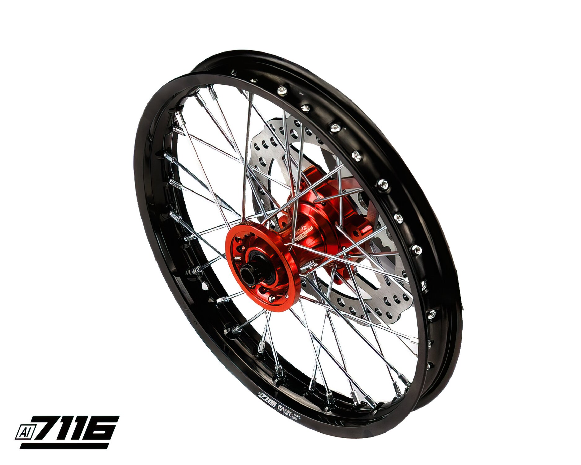 Image of Felge vorn Alu 12" CNC Nabe orange m. Bremsscheibe YCF Factory Pitbike