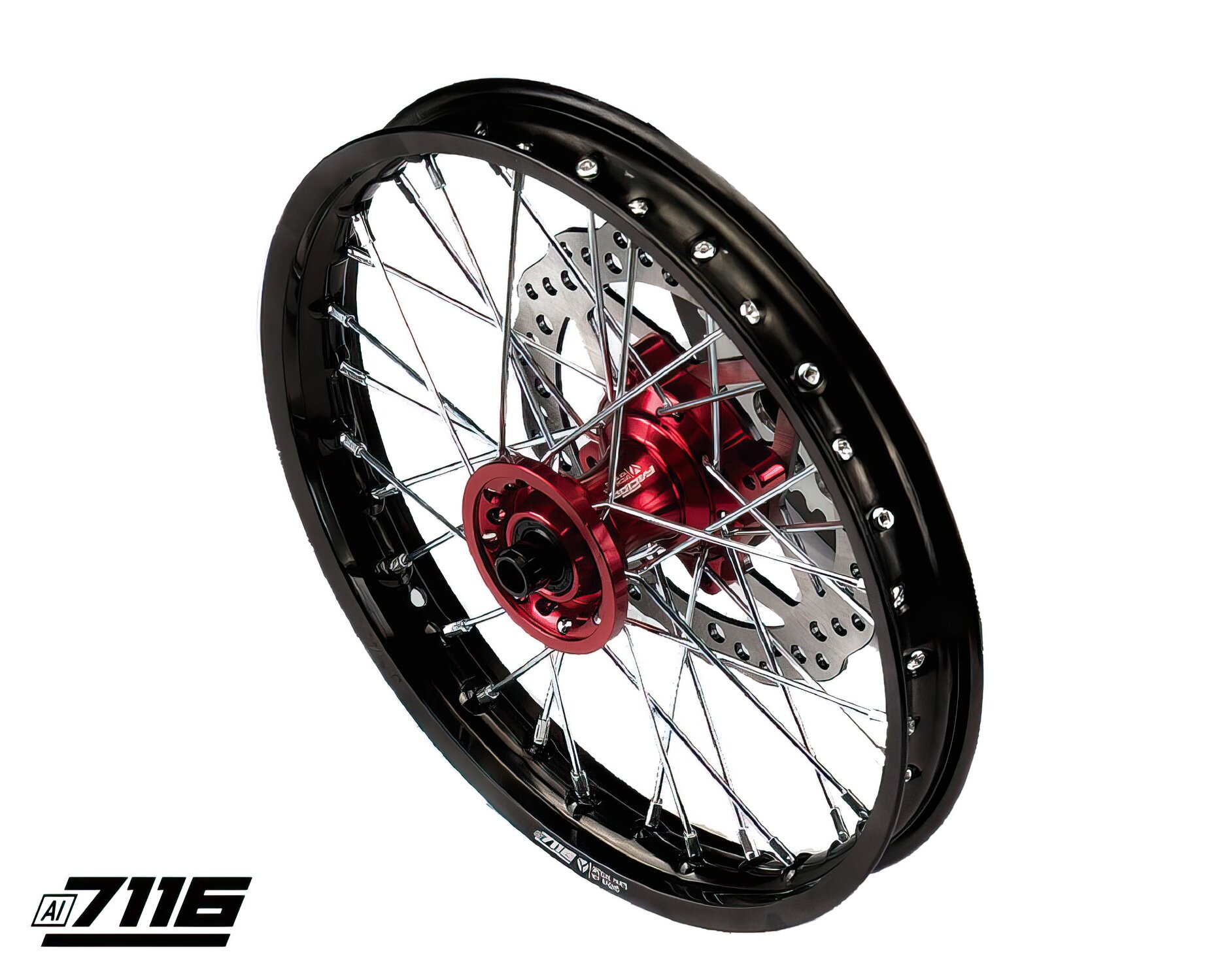 Image of Felge vorn Alu 12" CNC Nabe rot m. Bremsscheibe YCF Factory Pitbike