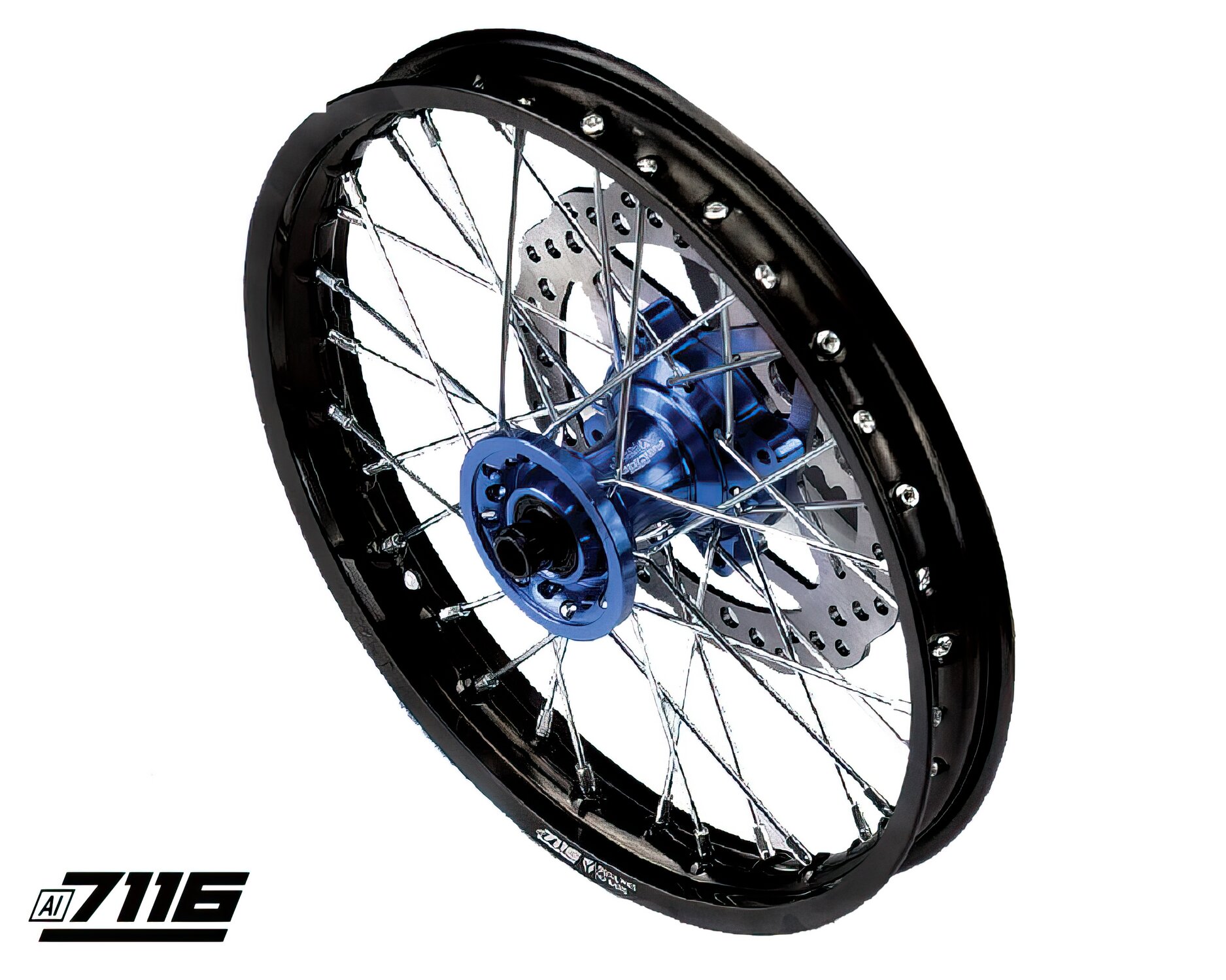 Image of Felge vorn Alu 1.4x14" CNC Nabe 2018 blau m. Bremsscheibe YCF Factory Pitbike