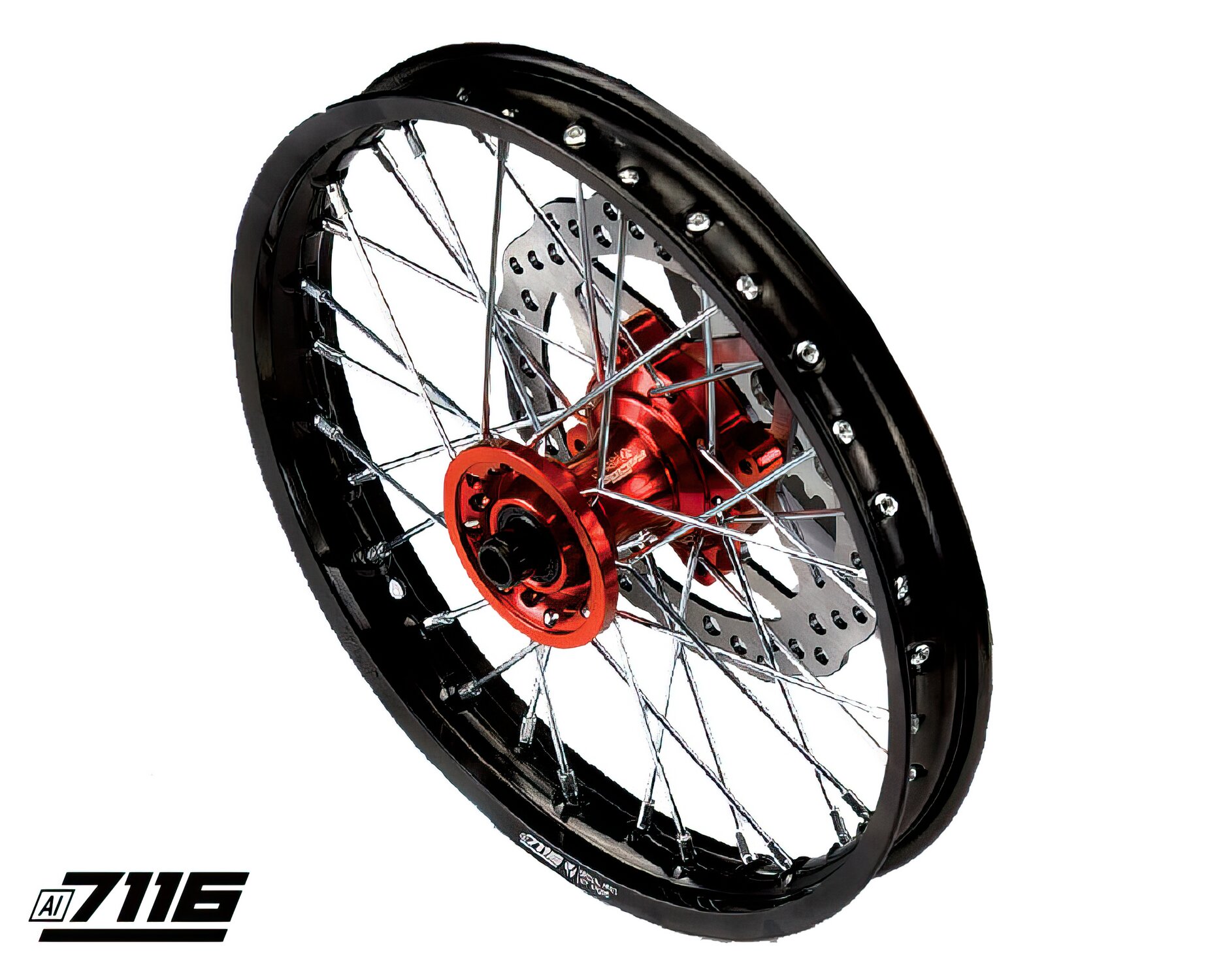 Image of Felge vorn Alu 1.4x14" CNC Nabe 2018 orange m. Bremsscheibe YCF Factory Pitbike