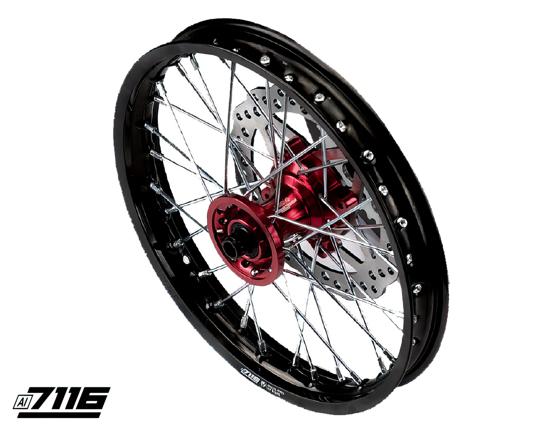 Image of Felge vorn Alu 1.4x14" CNC Nabe 2018 rot m. Bremsscheibe YCF Factory Pitbike