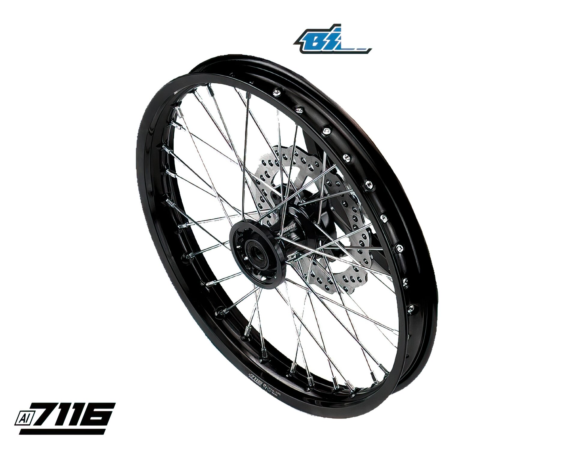 Image of Felge vorn Alu 1.6x17" CNC Nabe schwarz m. Bremsscheibe YCF Factory Pitbike