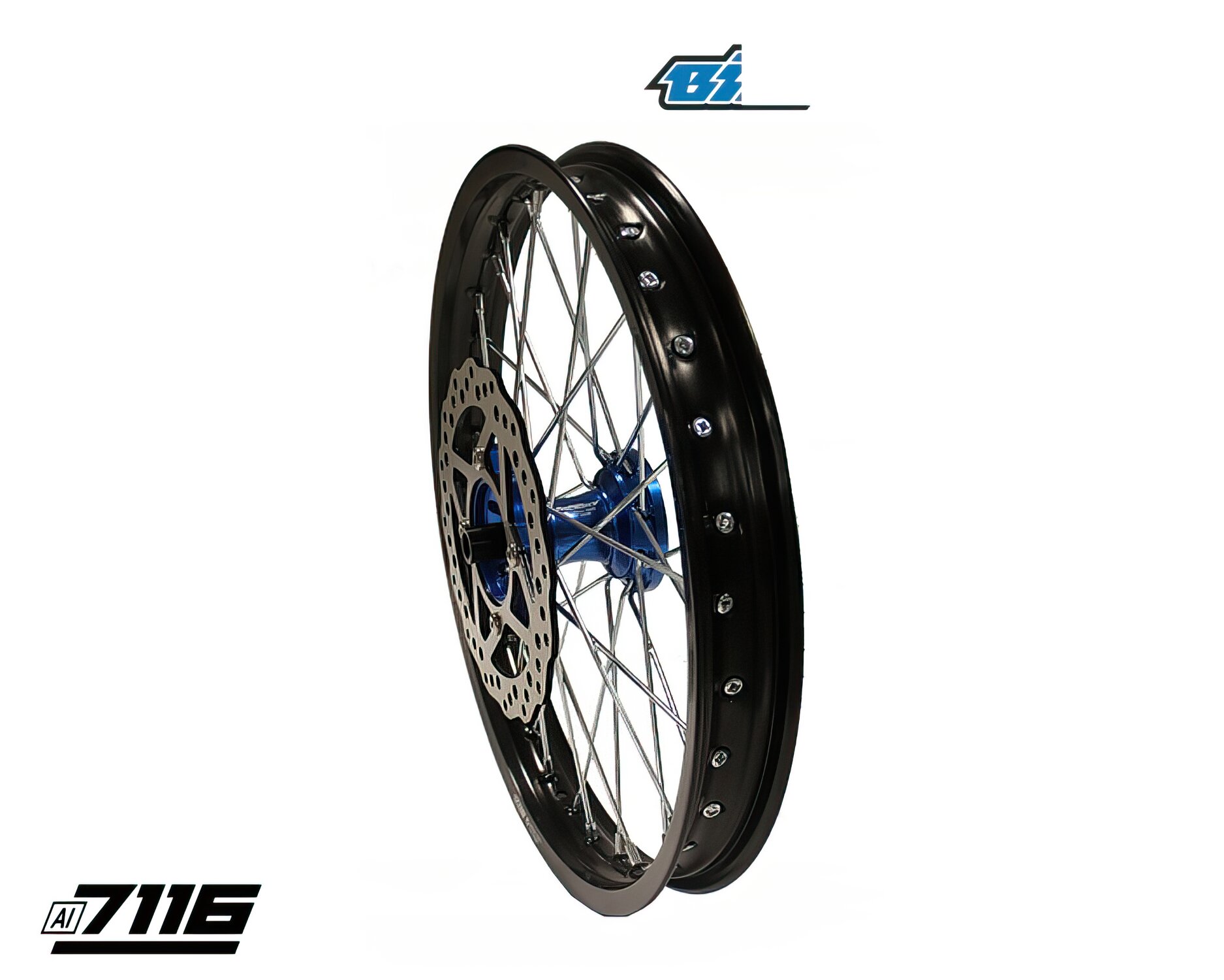 Image of Felge vorn Alu 1.6x17" CNC Nabe blau m. Bremsscheibe YCF Factory Pitbike