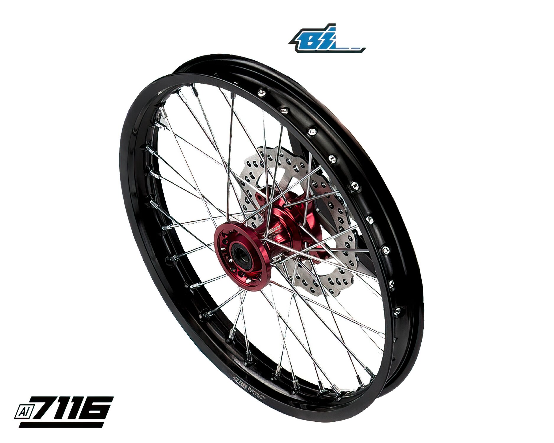 Image of Felge vorn Alu 1.6x17" CNC Nabe rot m. Bremsscheibe YCF Factory Pitbike