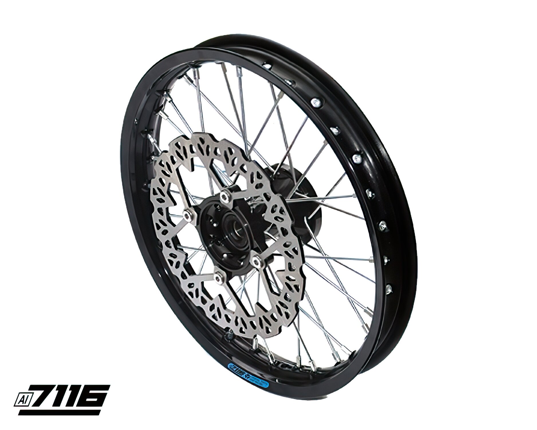 Image of Felge vorn Alu 1.4x14" CNC Nabe schwarz m. Bremsscheibe YCF Factory Pitbike