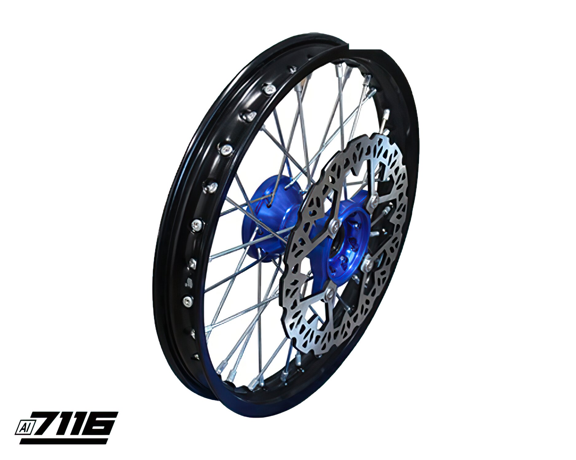 Image of Felge vorn Alu 1.4x14" CNC Nabe blau m. Bremsscheibe YCF Factory Pitbike