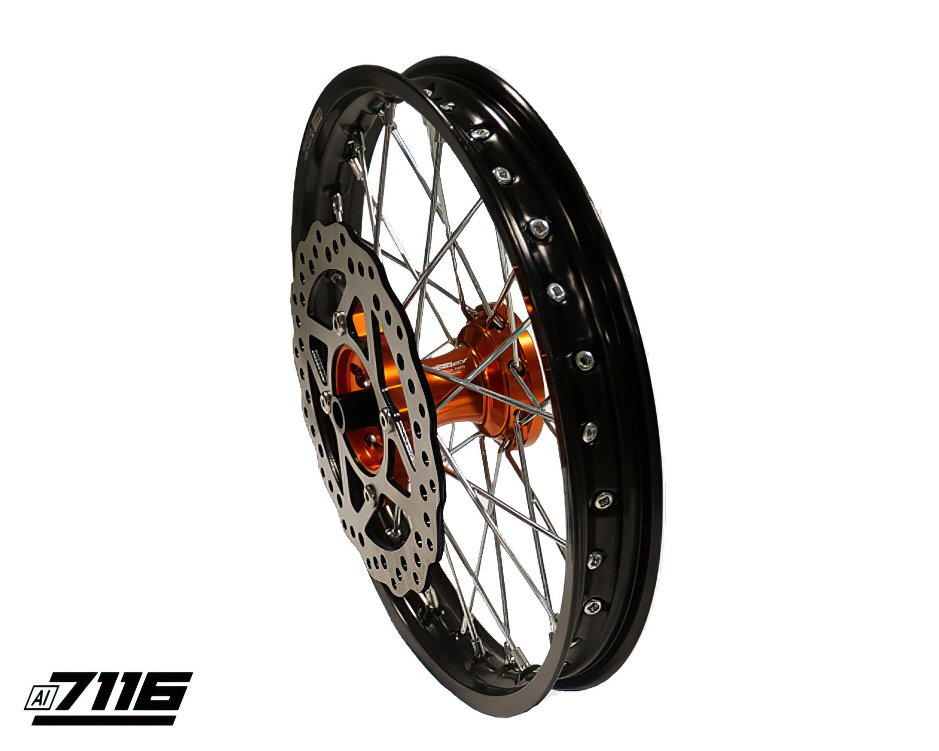 Image of Felge vorn Alu 1.4x14" CNC Nabe orange m. Bremsscheibe YCF Factory Pitbike