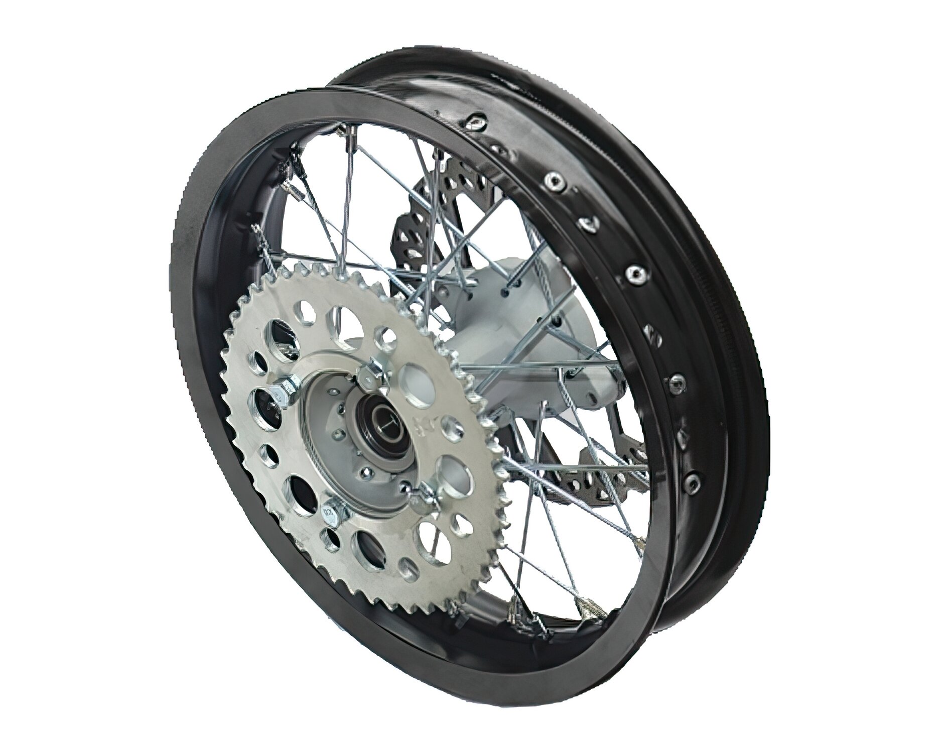 Image of Hinterrad Alu Supermoto 2.5x12" m. Bremsscheibe + Kettenrad Pitbike