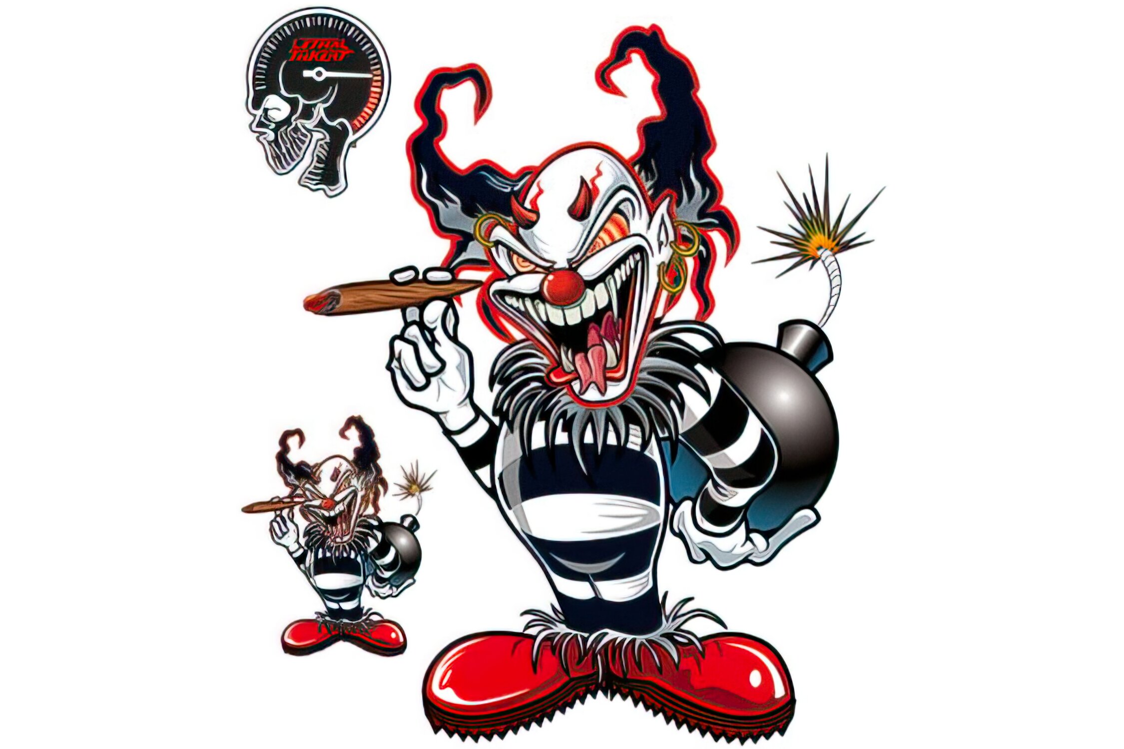 Image of Aufkleber Lethal Threat Clown mit Bombe 15x20cm