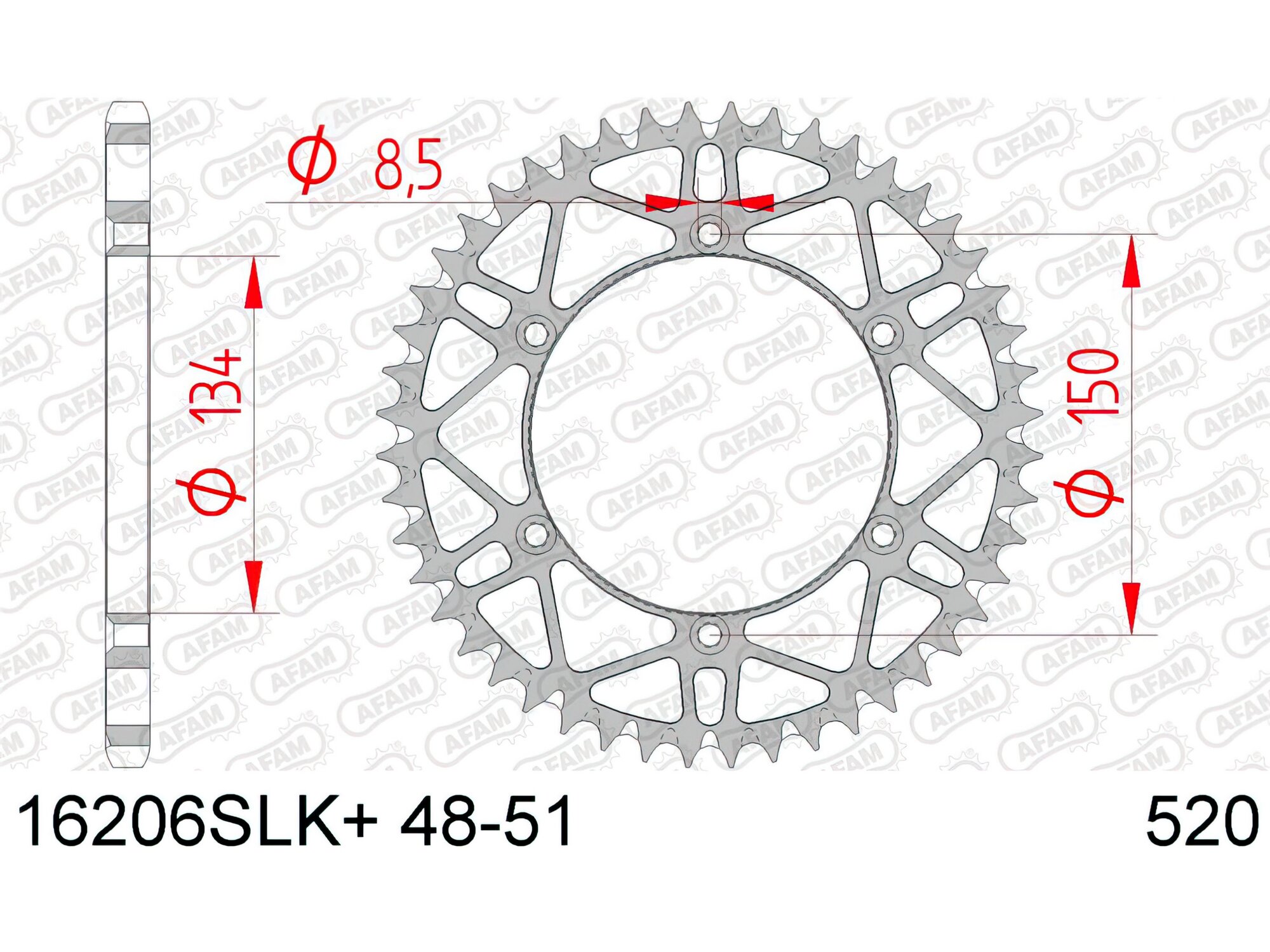 Image of Kettenrad Afam Stahl selbstreinigend 49 Zähne Kawasaki KX / KXF