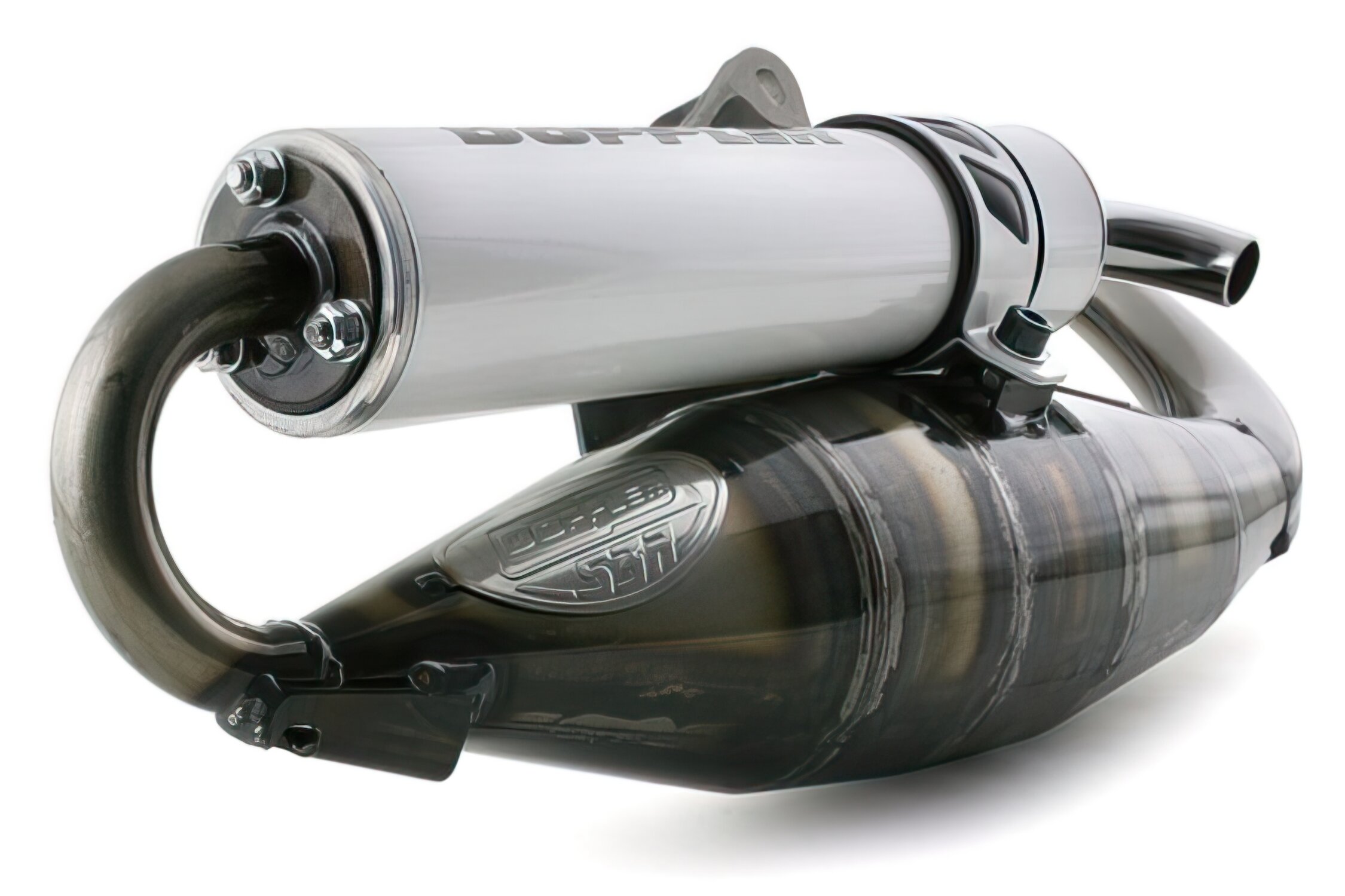 Image of Auspuff Doppler S3R Evolution Minarelli stehend weiss
