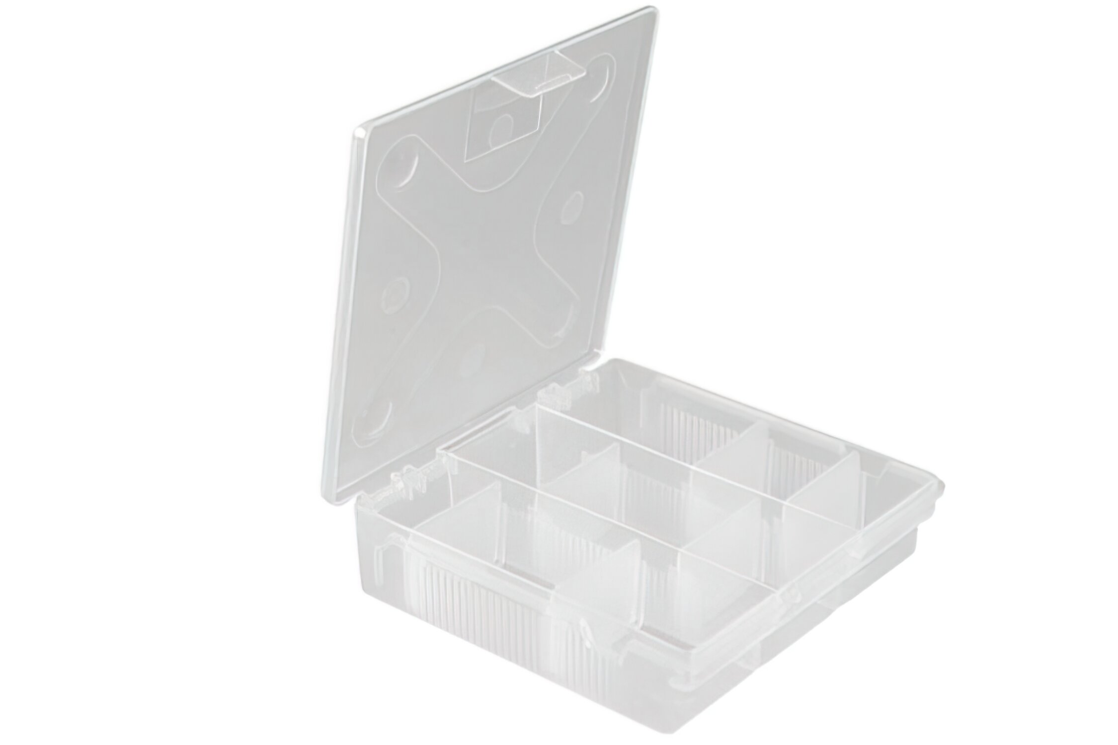 Image of Kleinteilebox transparent mit Fächern 137x137x31mm universal