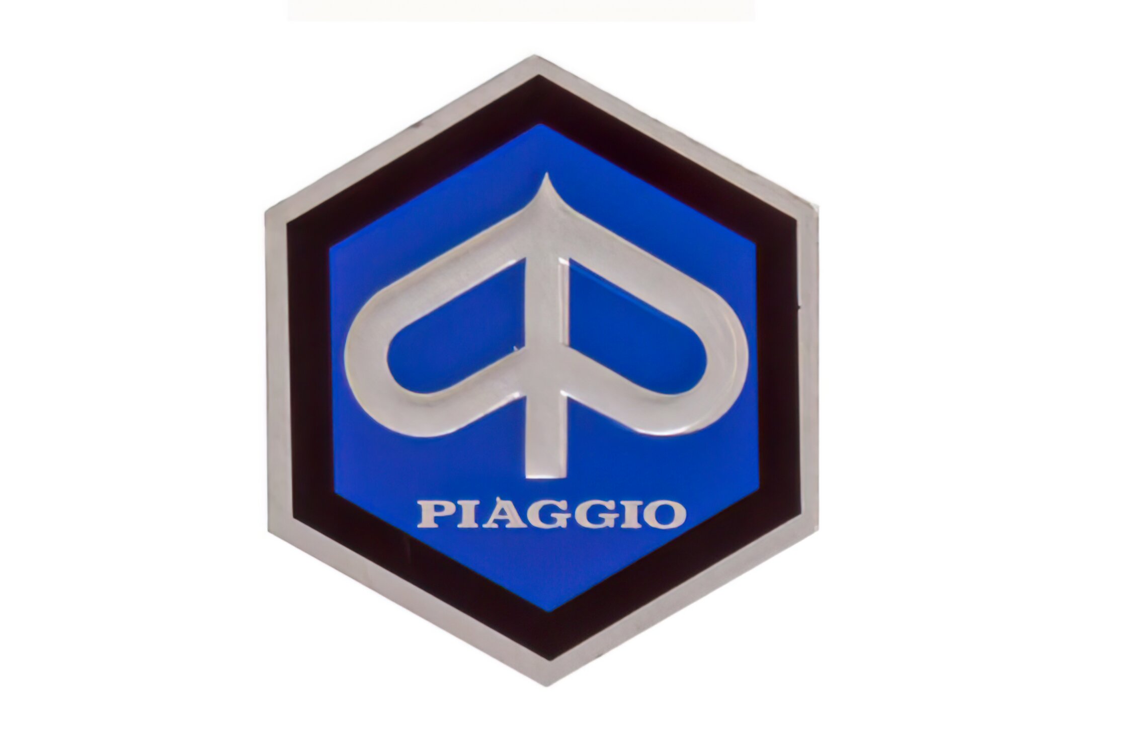 Image of Emblem Piaggio Sechseck Alumimium zum kleben 25x30mm