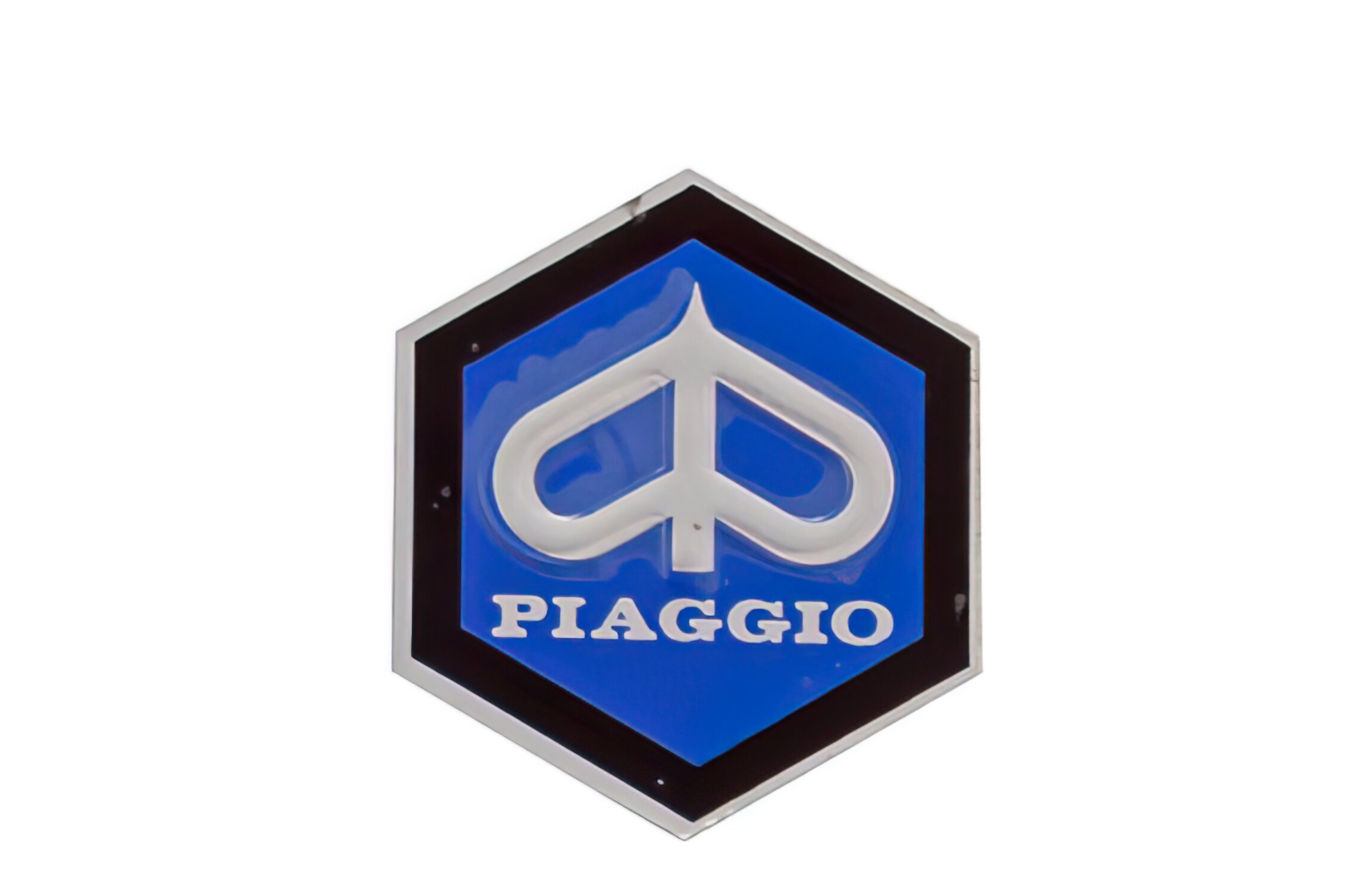 Image of Emblem Piaggio Sechseck Aluminium 31x36mm
