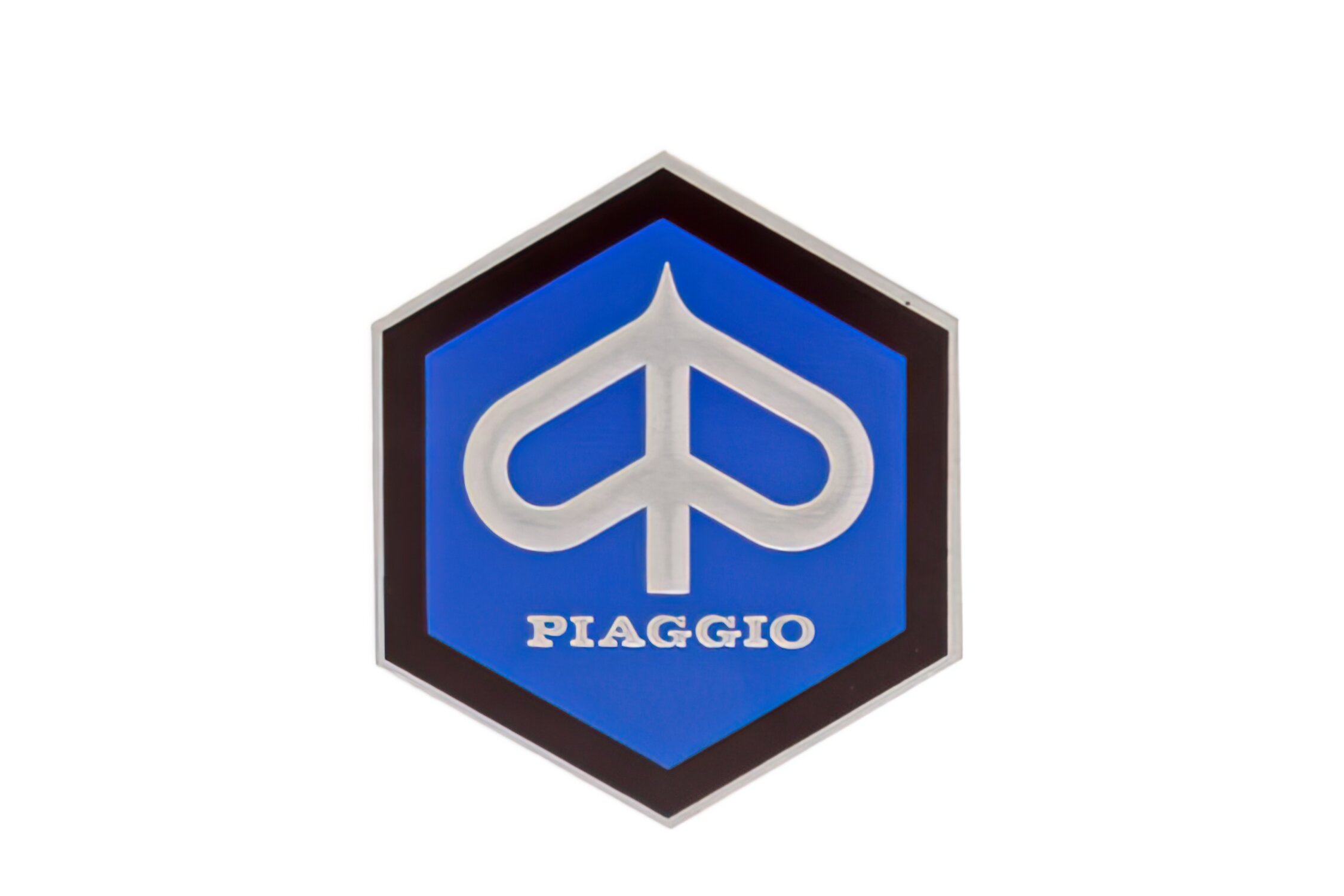 Image of Emblem Piaggio Sechseck Aluminium zum kleben 49x43mm