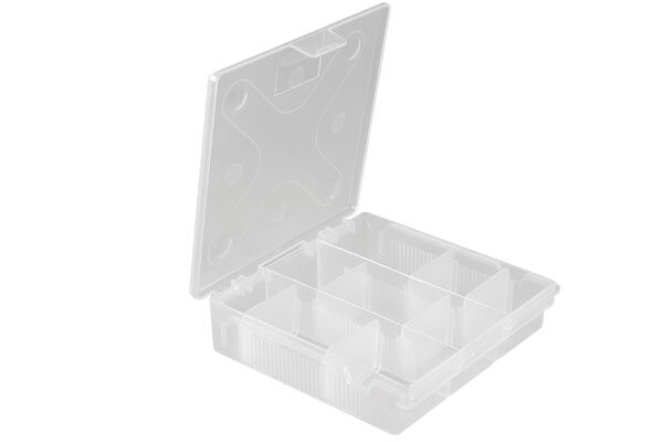 Image of Kleinteilebox transparent mit 9 Fächern 137x137x30mm