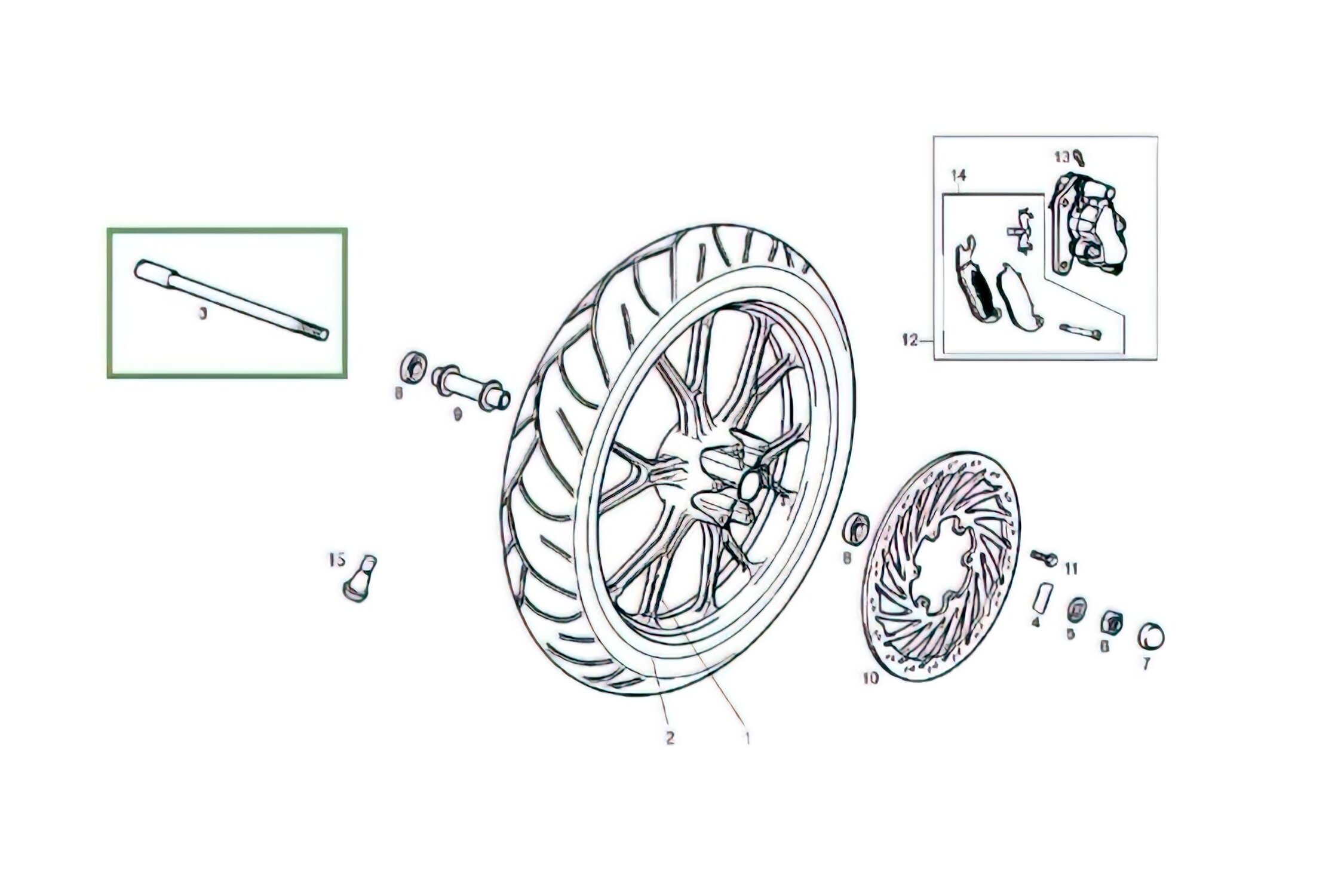 Image of Vorderradachse original Derbi Senda DRD X-Treme ab 2010