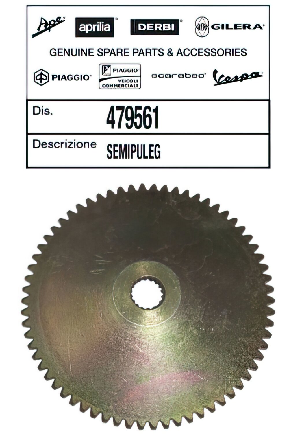 Image of Riemenscheibe verzahnt Piaggio / Gilera / Aprilia / Derbi / Vespa ab 1998 Typ C / D