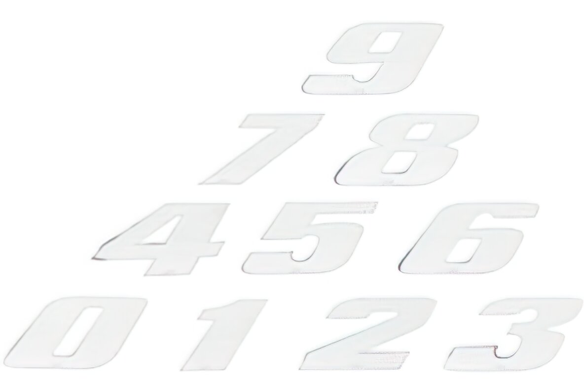 Image of Aufkleber Startnummer, Ziffer 0, klein, weiß/ Chromrand