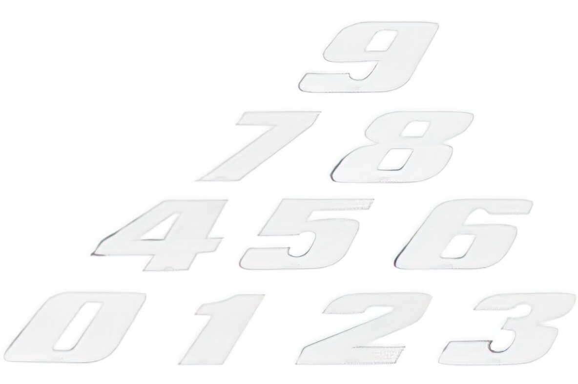 Image of Aufkleber Startnummer, Ziffer 7, medium, weiß/ Chromrand