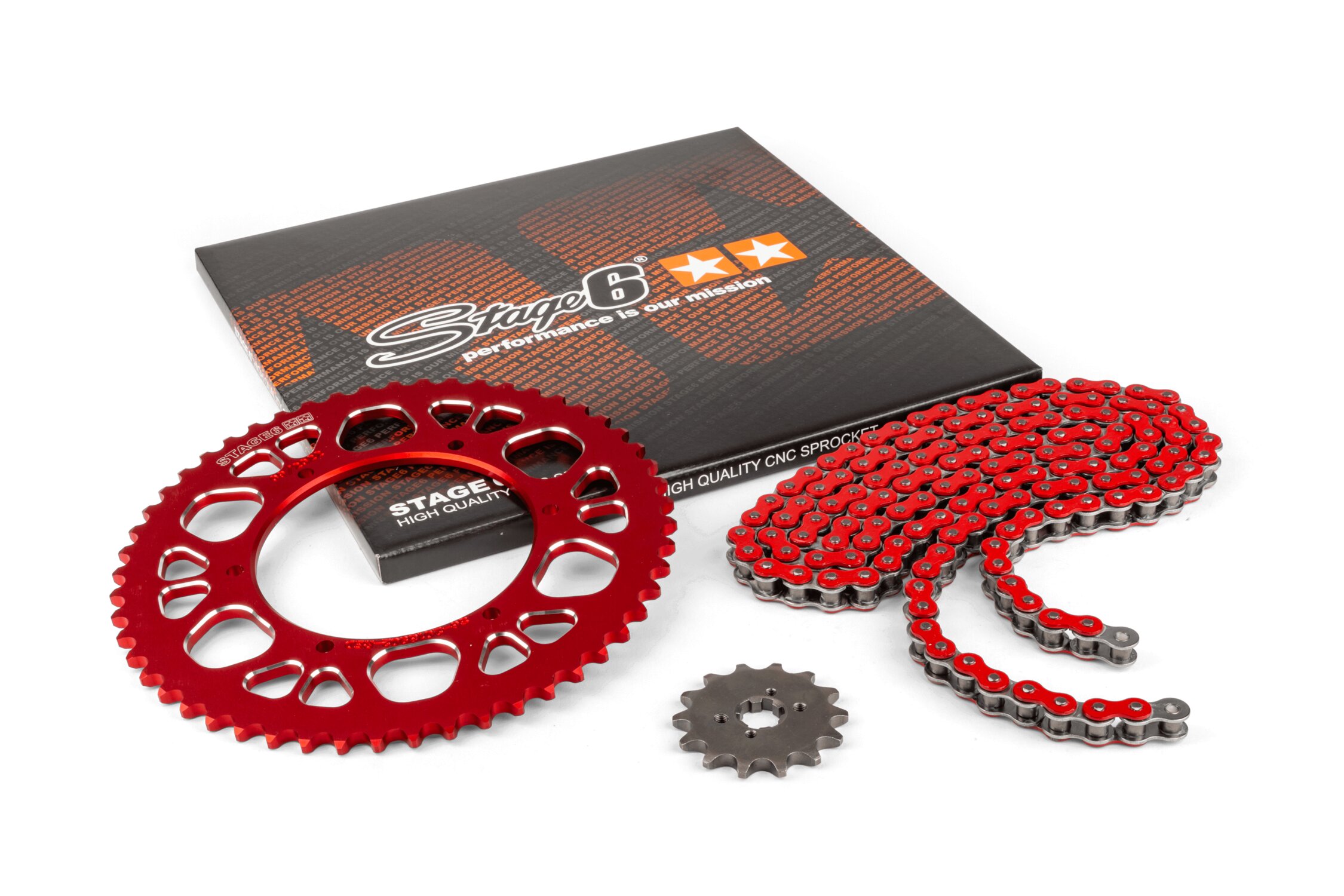 Image of Kettensatz 13x53 - 420 Stage6 Alu CNC rot Aprilia SX 50